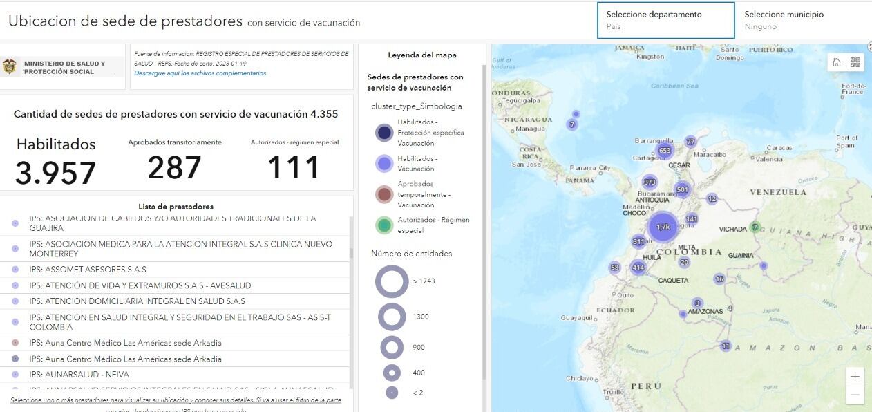 El MinSalud tiene una plataforma para buscar los puntos de vacunación según la ubicación.