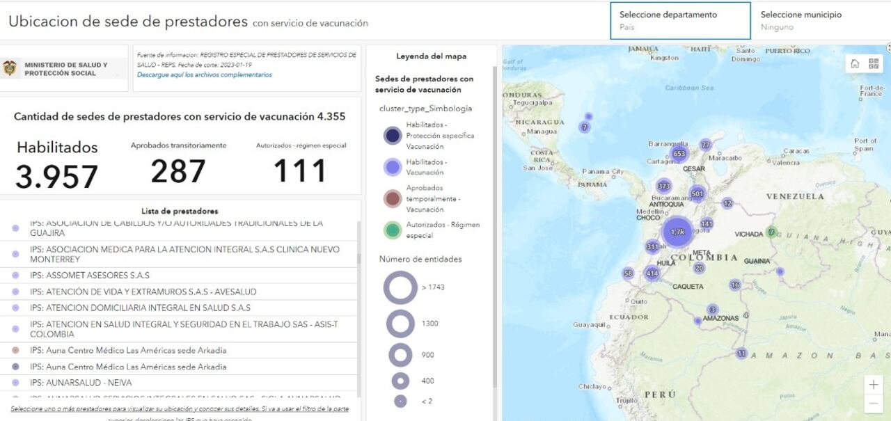 El MinSalud tiene una plataforma para buscar los puntos de vacunación según la ubicación.