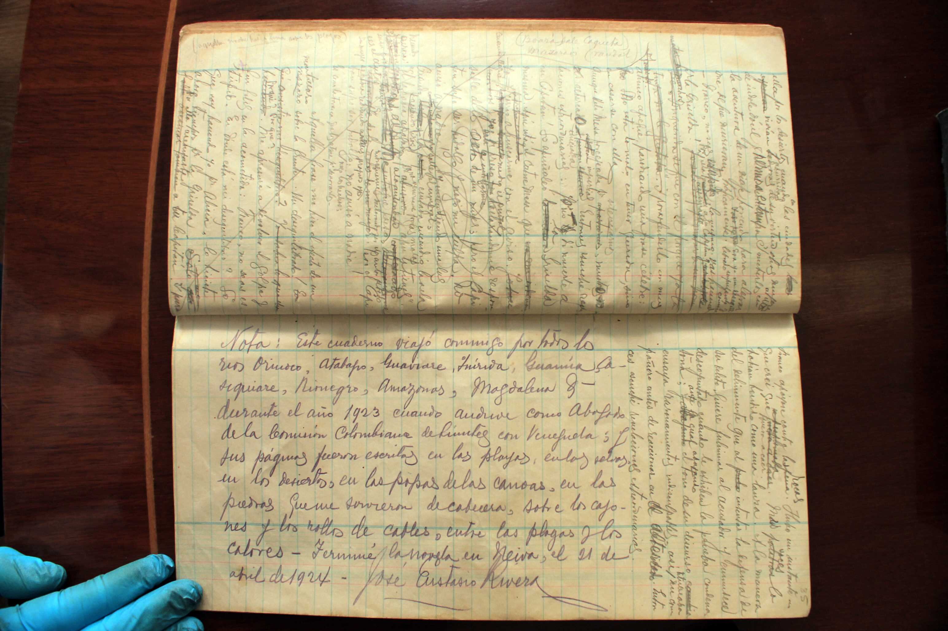 Manuscrito de ‘La Vorágine’ (1922 - 1923). Foto: Álvaro Tavera.