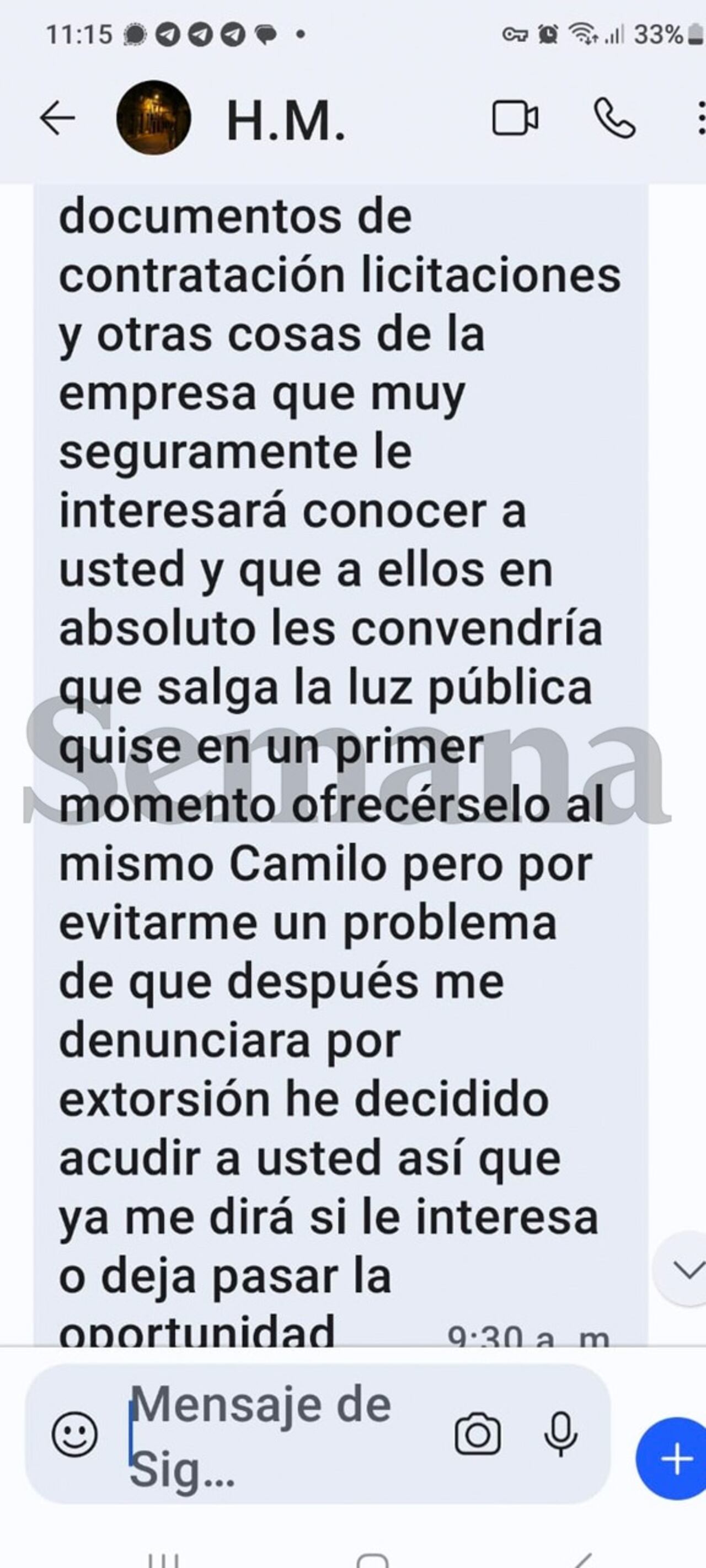 Mensaje al canciller Álvaro Leyva.