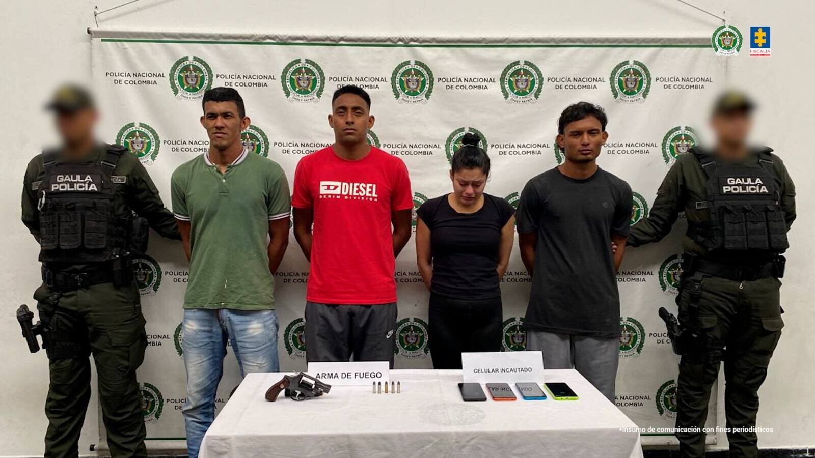 Capturados tres integrantes de la banda La Miel por extorsionar a mineros y comerciantes en Antioquia. Igualmente, fue detenida la creadora de contenidos para adultos.