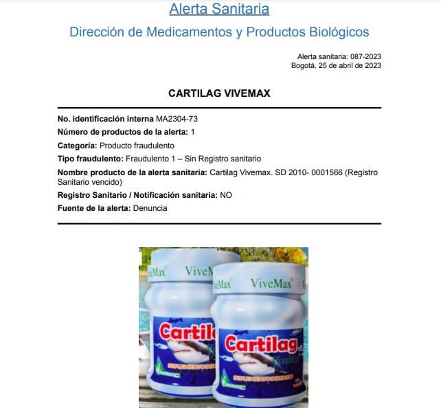 Alerta sanitaria por suplemento vitamínico.