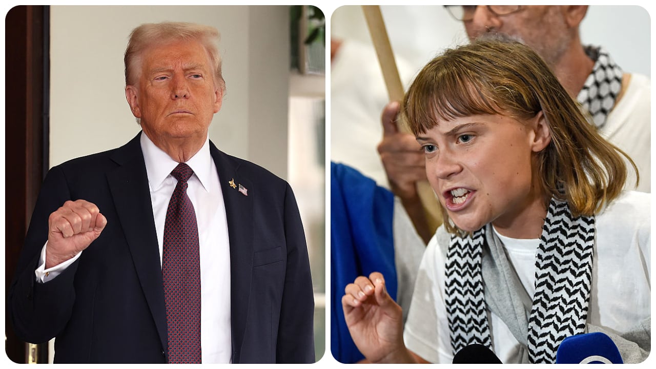 El presidente de EE. UU., Donald Trump, y Greta Thunberg.