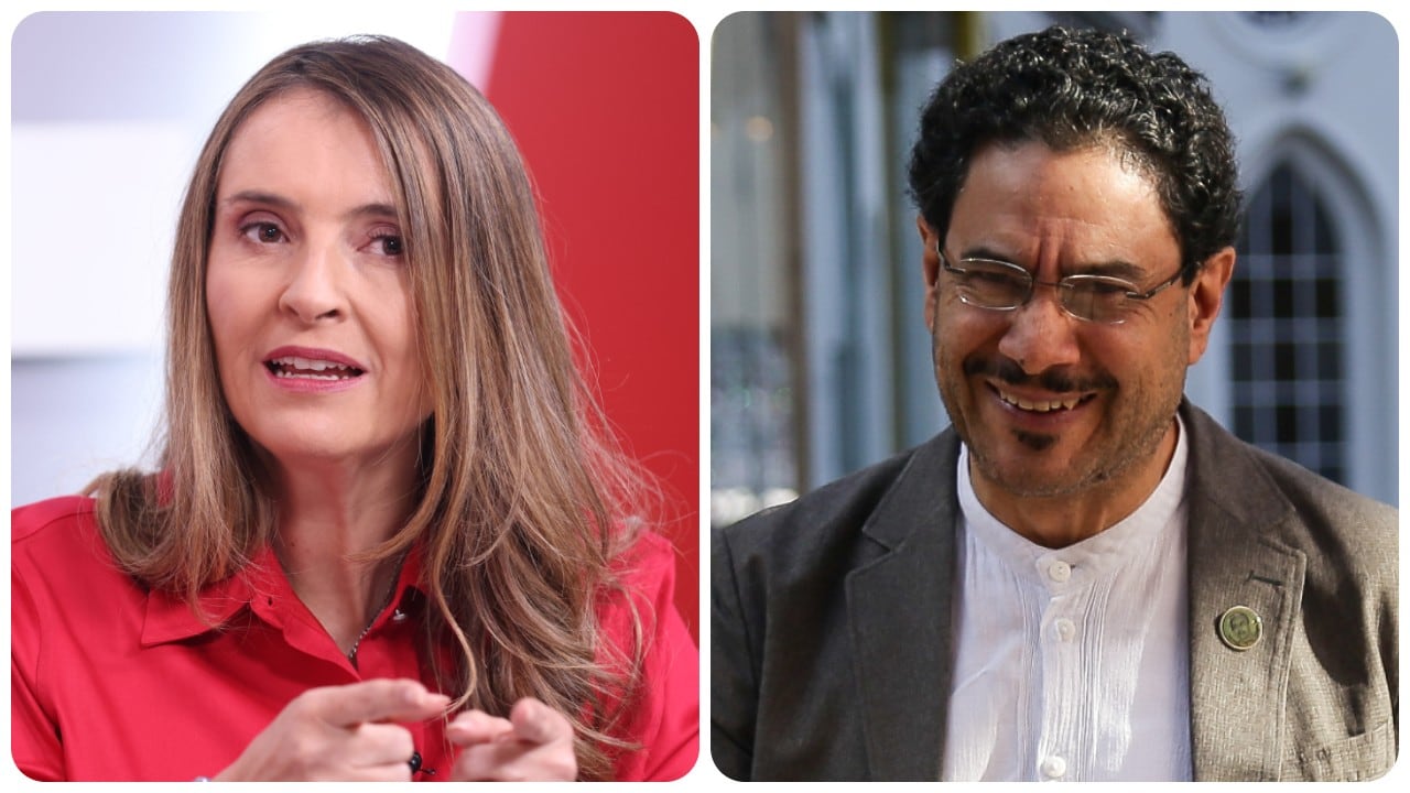 Los candidatos presidenciales del Centro Democrático, Paloma Valencia, y del Pacto Histórico, Iván Cepeda.
