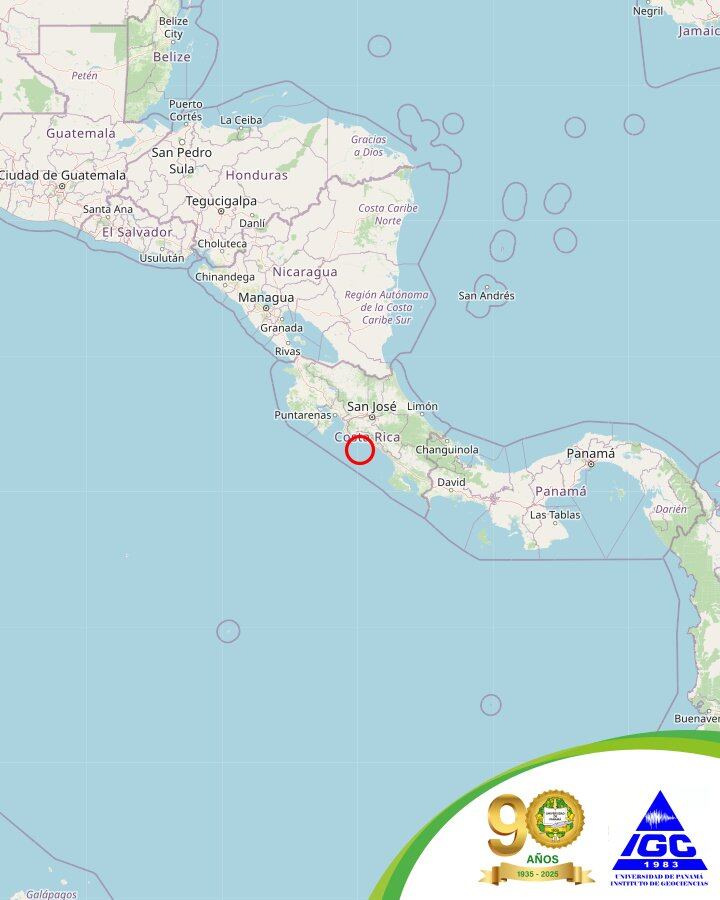 Sismo en Costa Rica y Panamá