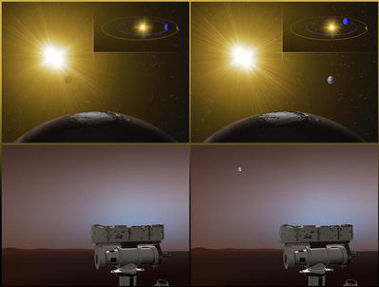 Pese a que en la noche se verá Marte, el rover Curiosity de la NASA y el lander Insight, que están en la superficie del planeta, no podrán ver la Tierra