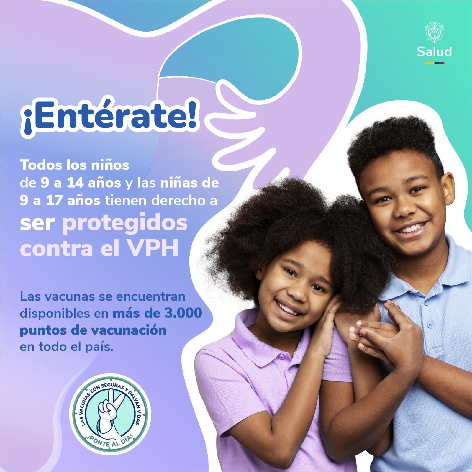 Como parte de la estrategia ‘Colombia sin cáncer de cuello uterino’, desde el 15 de julio el Ministerio de Salud y Protección Social amplió la edad de vacunación, en niños de 10 a 14 años, contra el Virus de Papiloma Humano (VPH).