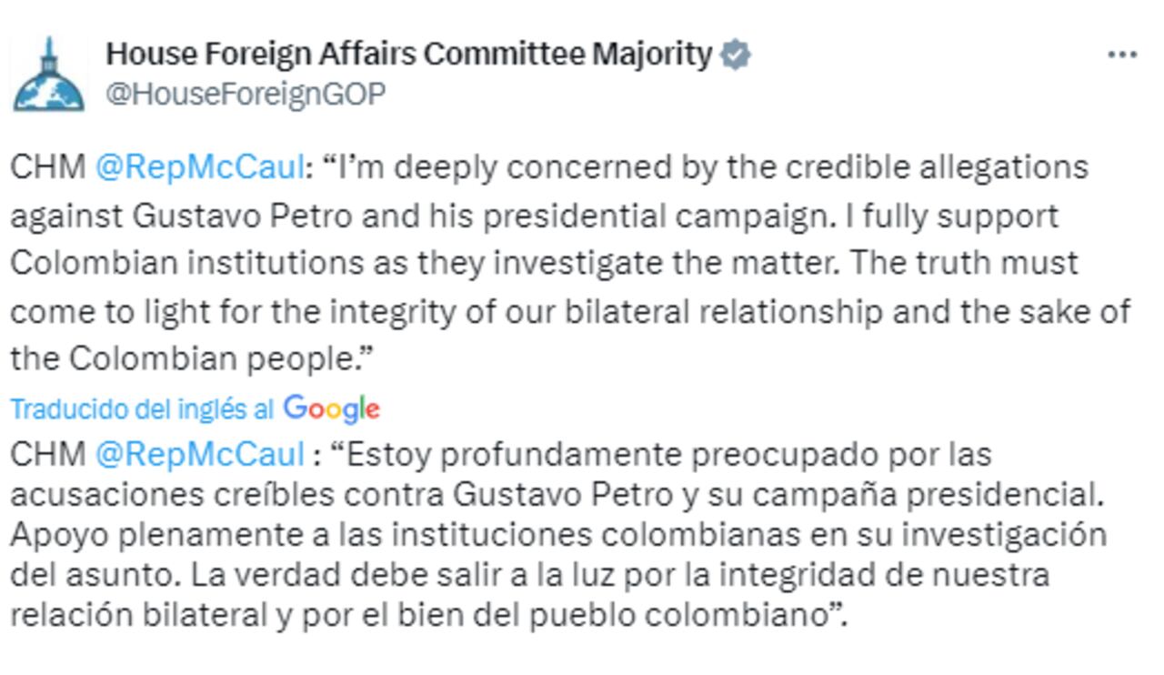 El mensaje del congresista fue publicado en las redes sociales