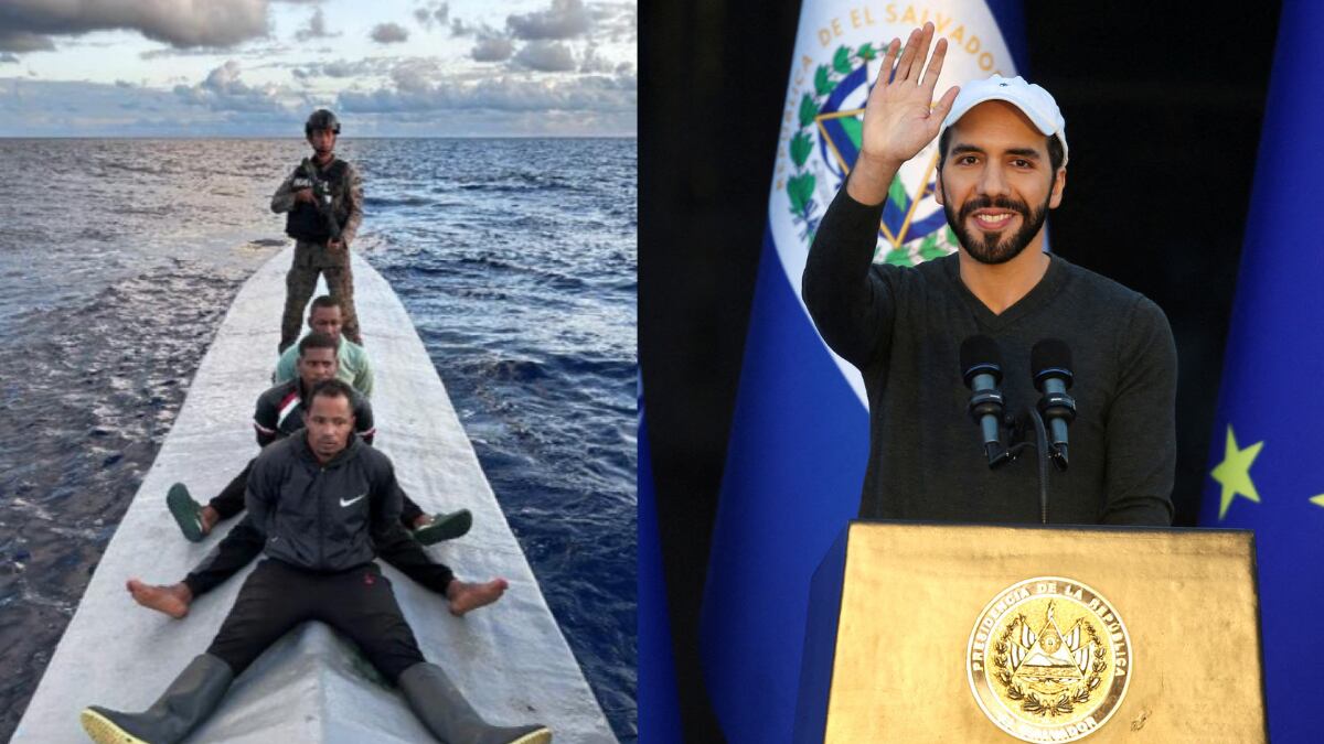El presidente de El Salvador, Nayib Bukele, informó este 27 de marzo sobre la captura de tres colombianos que transportaban una lancha llena de cocaína en aguas de ese país. Foto 1: Suministrada a Semana A.P.I Foto: 2: Reuters.
