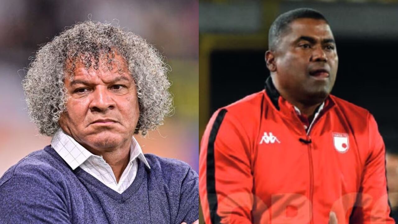 Alberto Gamero, DT de Millonarios, y Hubert Bodhert, DT de Santa Fe.