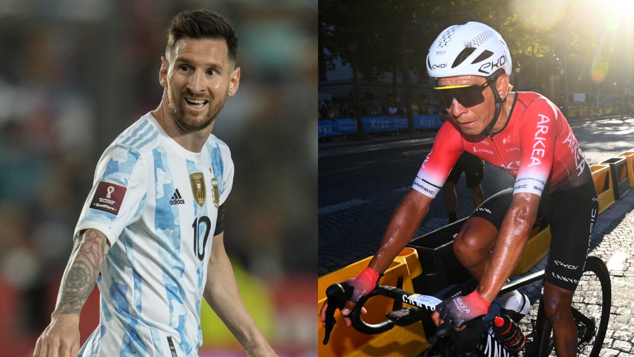 Messi y Nairo Quintana. Foto: AP/Natacha Pisarenko//Getty Images/Tim de Waele