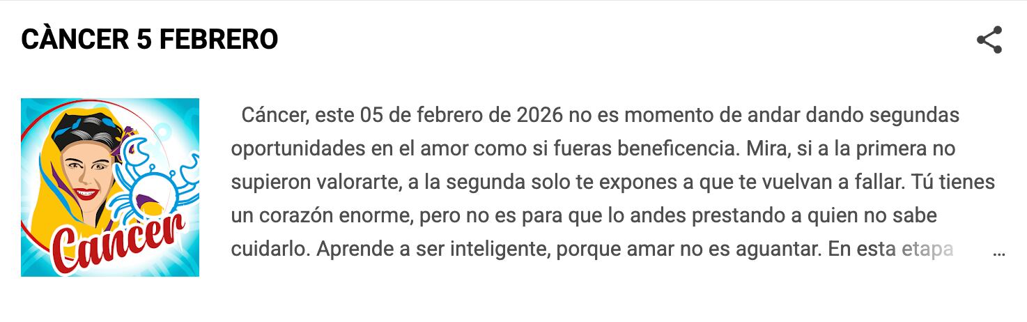 Horóscopo de Cáncer para hoy, según Nana Calistar