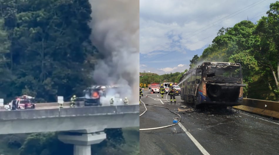 Incendio de bus en carreteras de Risaralda.