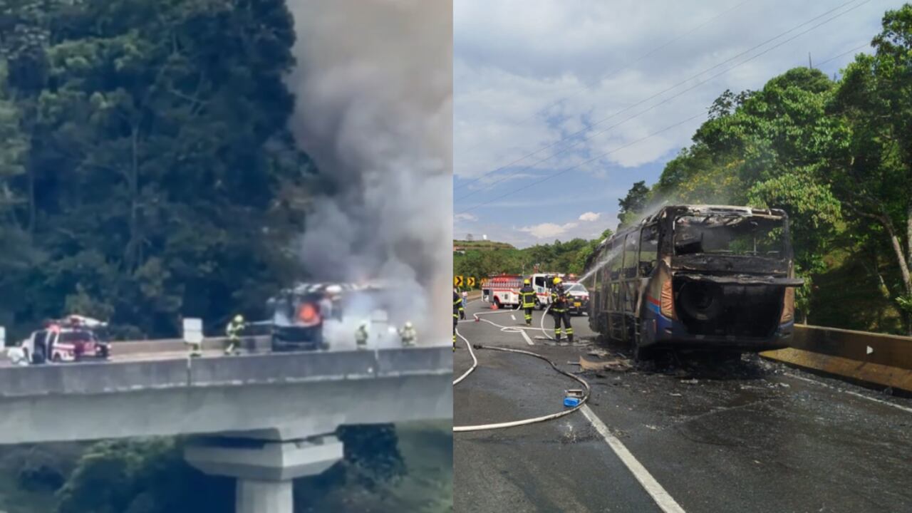 Incendio de bus en carreteras de Risaralda.