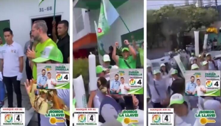 El candidato al Concejo de Bucaramanga, Anderson Fabián Pradilla Díaz, junto a Jaime Andrés Beltrán.