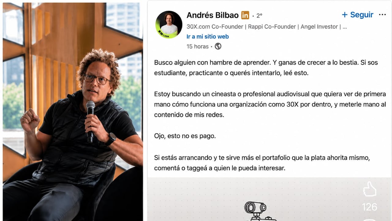 Andrés Bilbao y 'post' de LinkedIn.