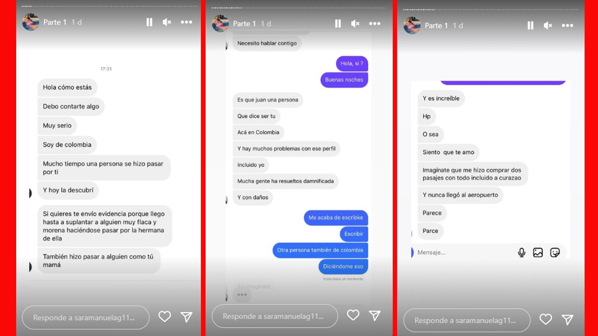 Los jóvenes engañados le advirtieron a Martha Hidalgo sobre la suplantación.