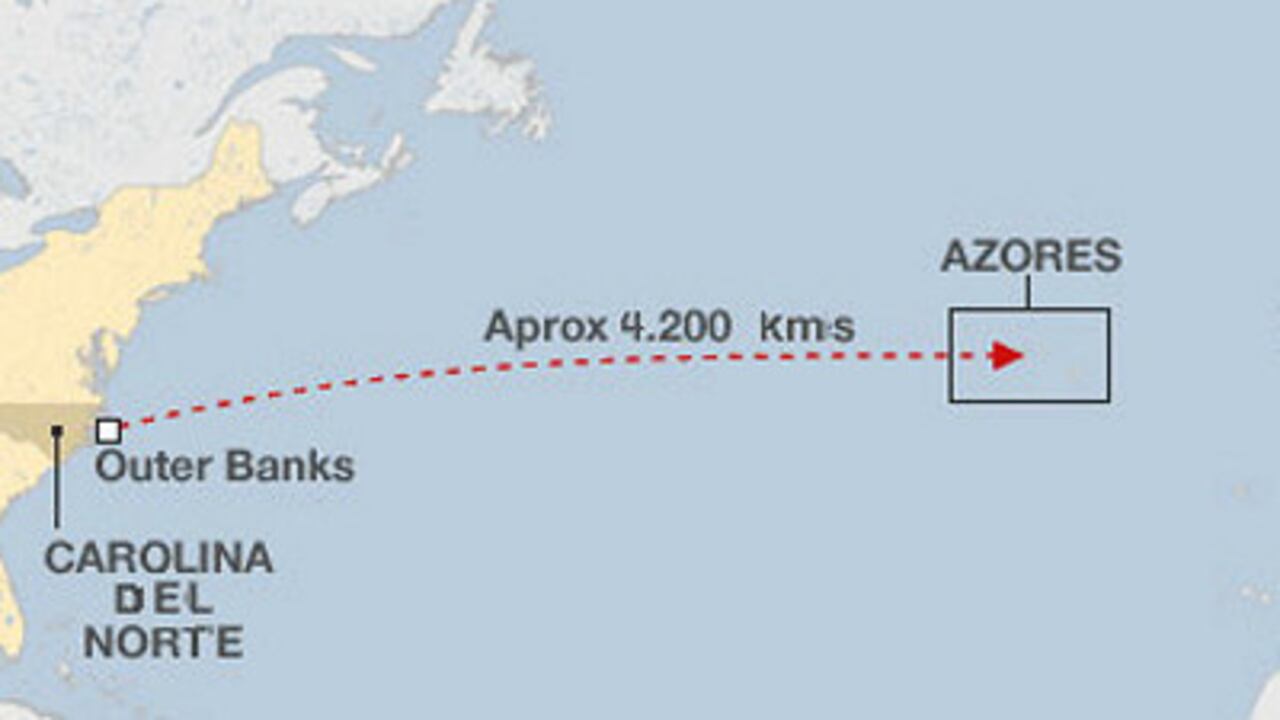 La botella con el mensaje fue lanzada en Carolina del Norte.