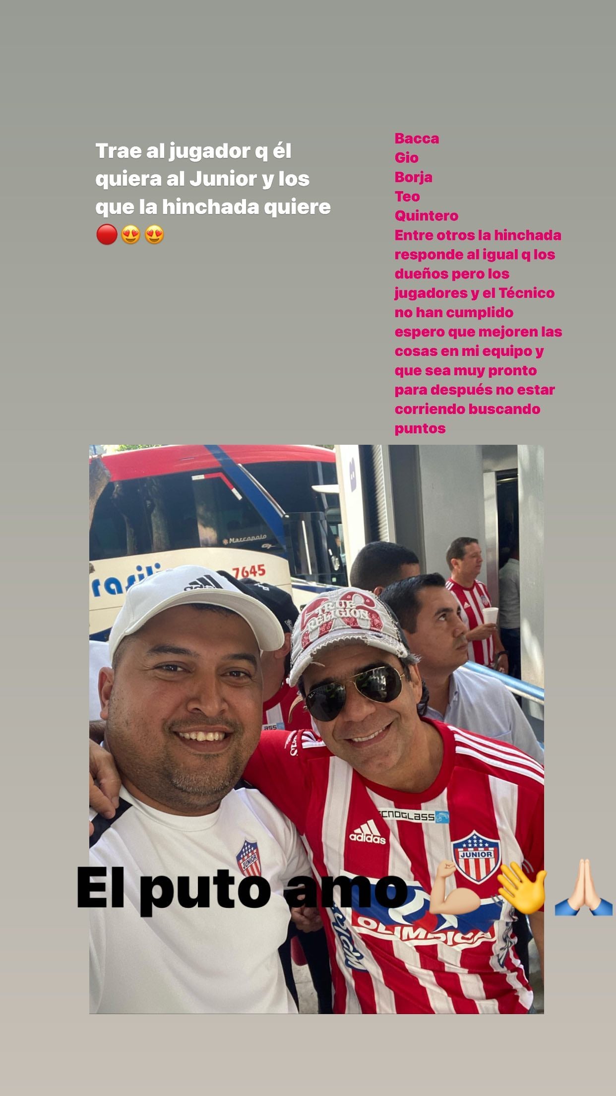 Gabriel Vallejo junto a Alex Char, ambos con la camiseta de Junior