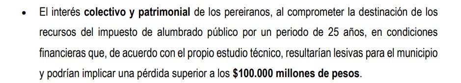 El municipio de Pereira podría verse afectado en más de 100.000 millones de pesos, según la denuncia penal.