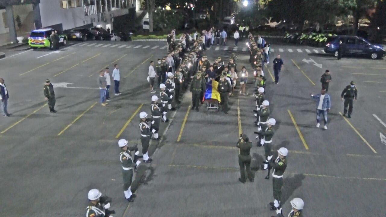 Honores a policía asesinado en el municipio de Uramita, occidente de Antioquia.