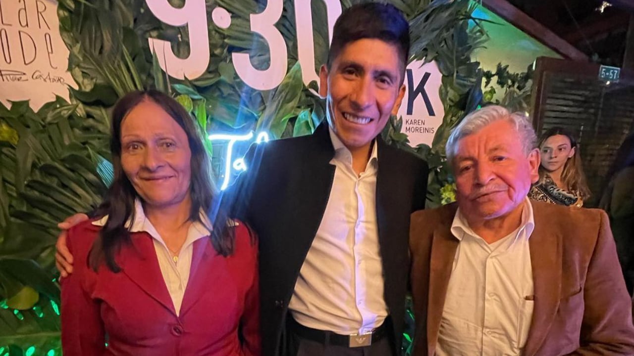 Nairo junto a sus padres: Eloisa Rojas y Luis Quintana