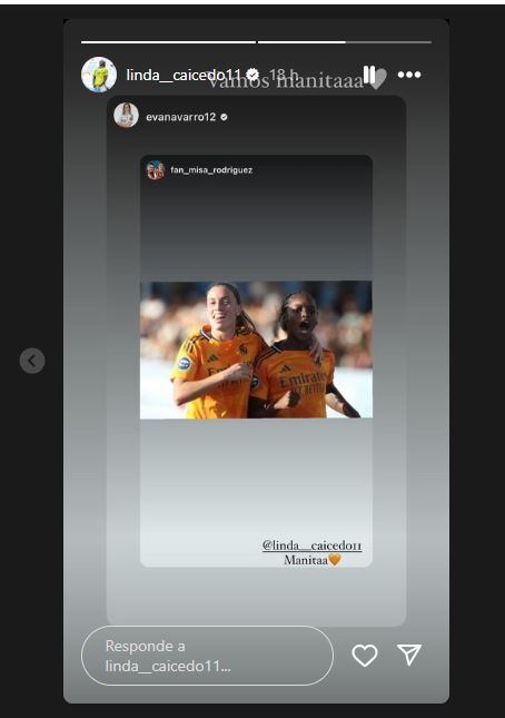 Linda Caicedo, historias de Instagram