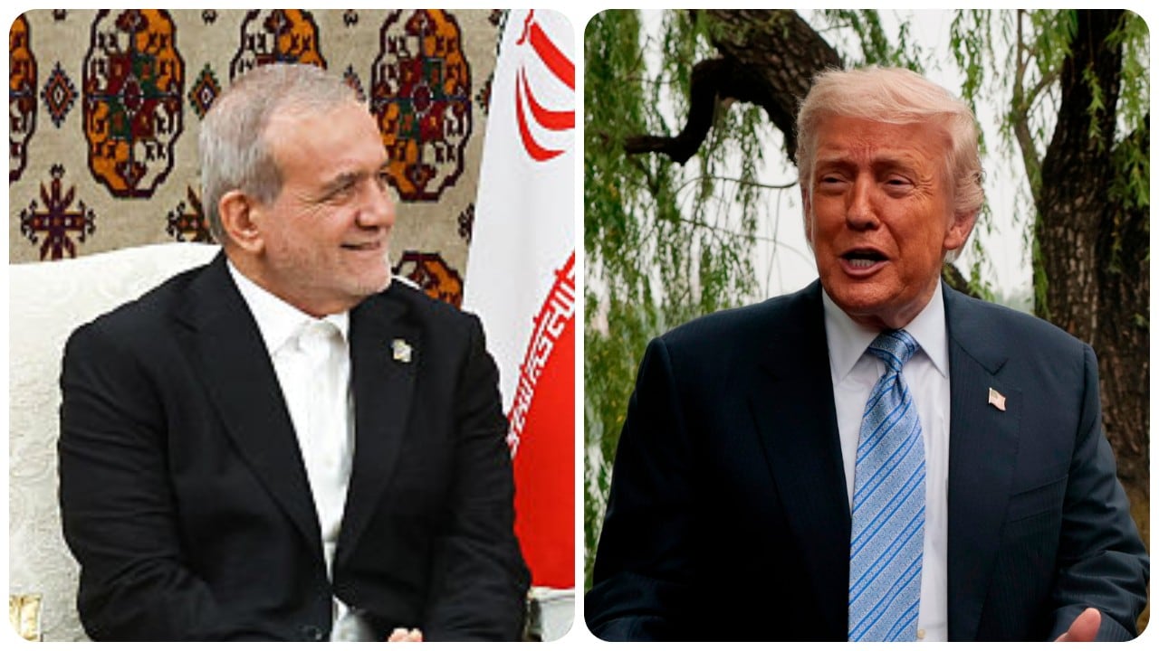 El presidente estadounidense, Donald Trump, y su homólogo de Irán, Masud Pezeshkian.