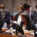 Linda Thomas-Greenfield embajadora de Estados Unidos ante la Onu. (Photo by SPENCER PLATT / GETTY IMAGES NORTH AMERICA / Getty Images via AFP)