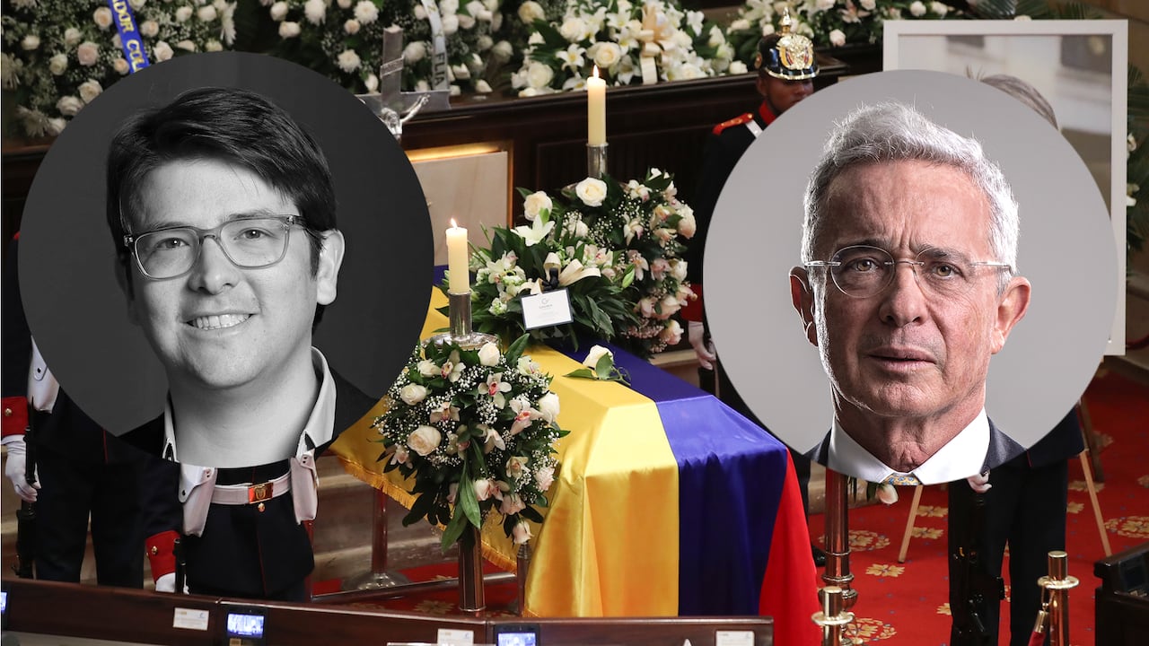 Miguel Uribe Turbay y Alvaro Uribe Vélez.