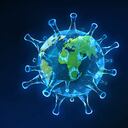 3D Rendering of planet Earth made to look like a virus cell.