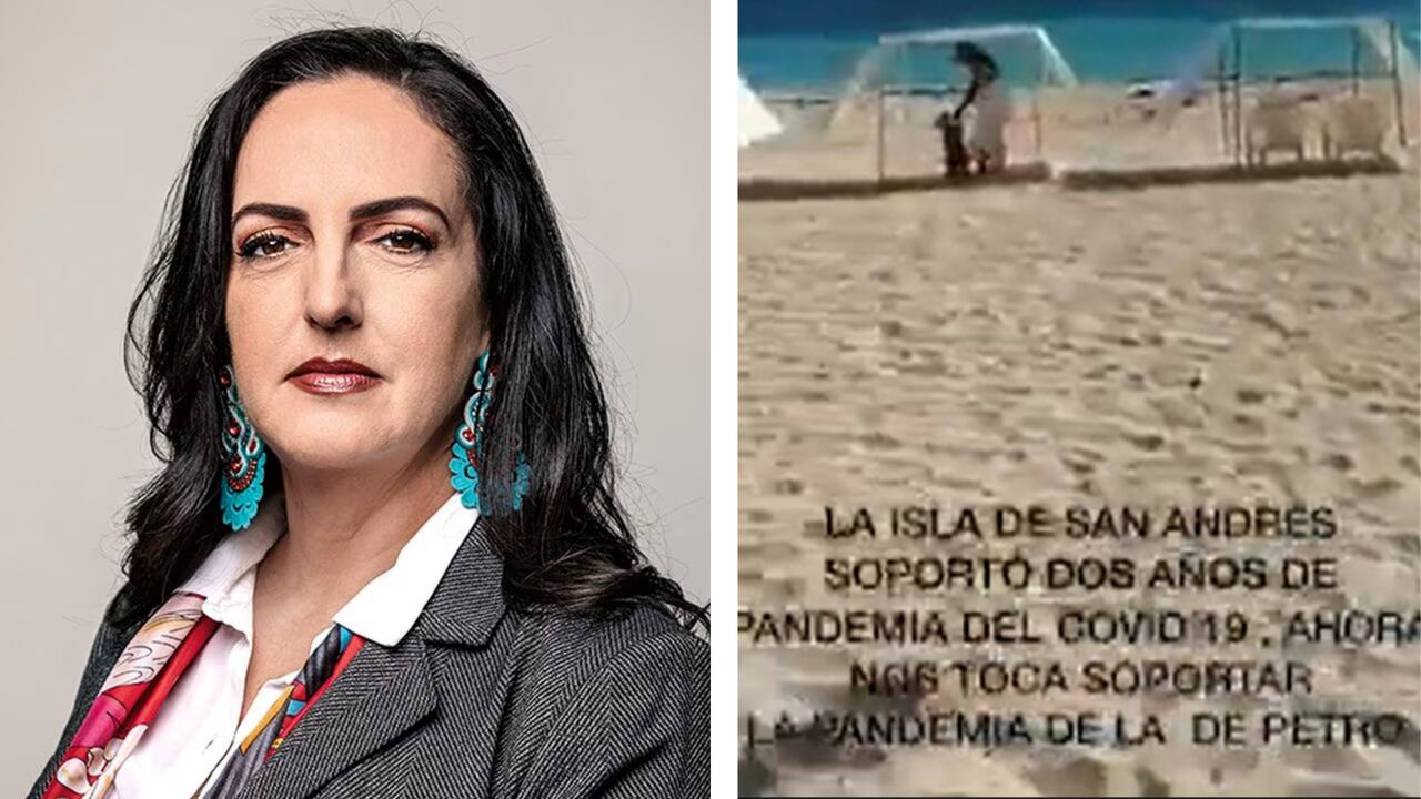 María Fernanda Cabal publicó un video en el que se evidenciaría la situación en San Andrés. (SEMANA | Fotograma, 00:42, El socialismo es el peor huracán y la peor pandemia., Twitter/@MariaFdaCabal)