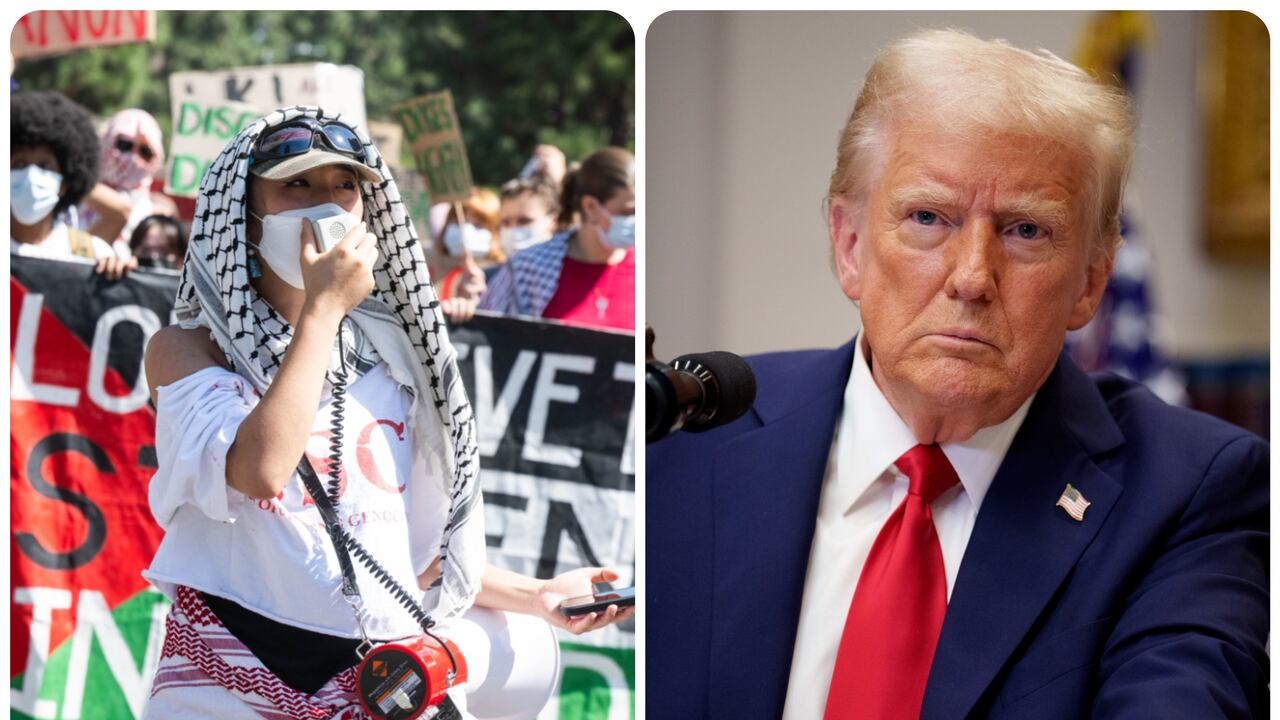 Manifestante pro palestina en una universidad de Estados Unidos