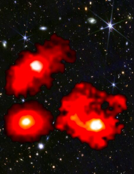 Científicos identifican galaxias gigantes que crecieron más rápido de lo esperado tras el Big Bang.
