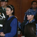 Laura Moreno llega custodiada por guardias del INPEC a la sala de audiencias en el complejo judicial de Paloquemao.