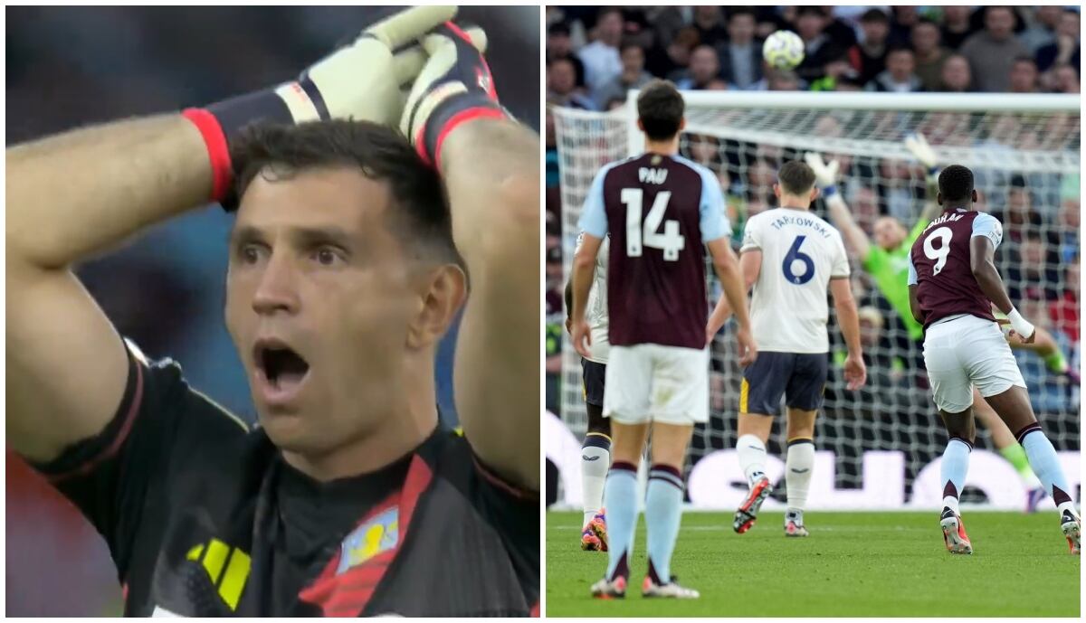 La reacción del 'Dibu' Martínez al gol de Jhon Durán.