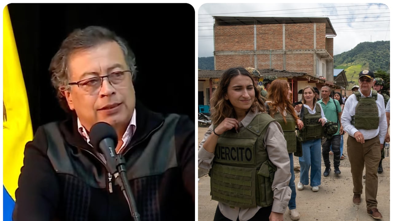 El presidente Gustavo Petro y la comitiva del Gobierno nacional que viajó a El Plateado el domingo 13 de octubre.