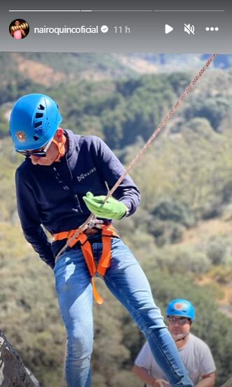 Nairo Quintana practicando rapel. Foto: Instagram Nairo Quintana.