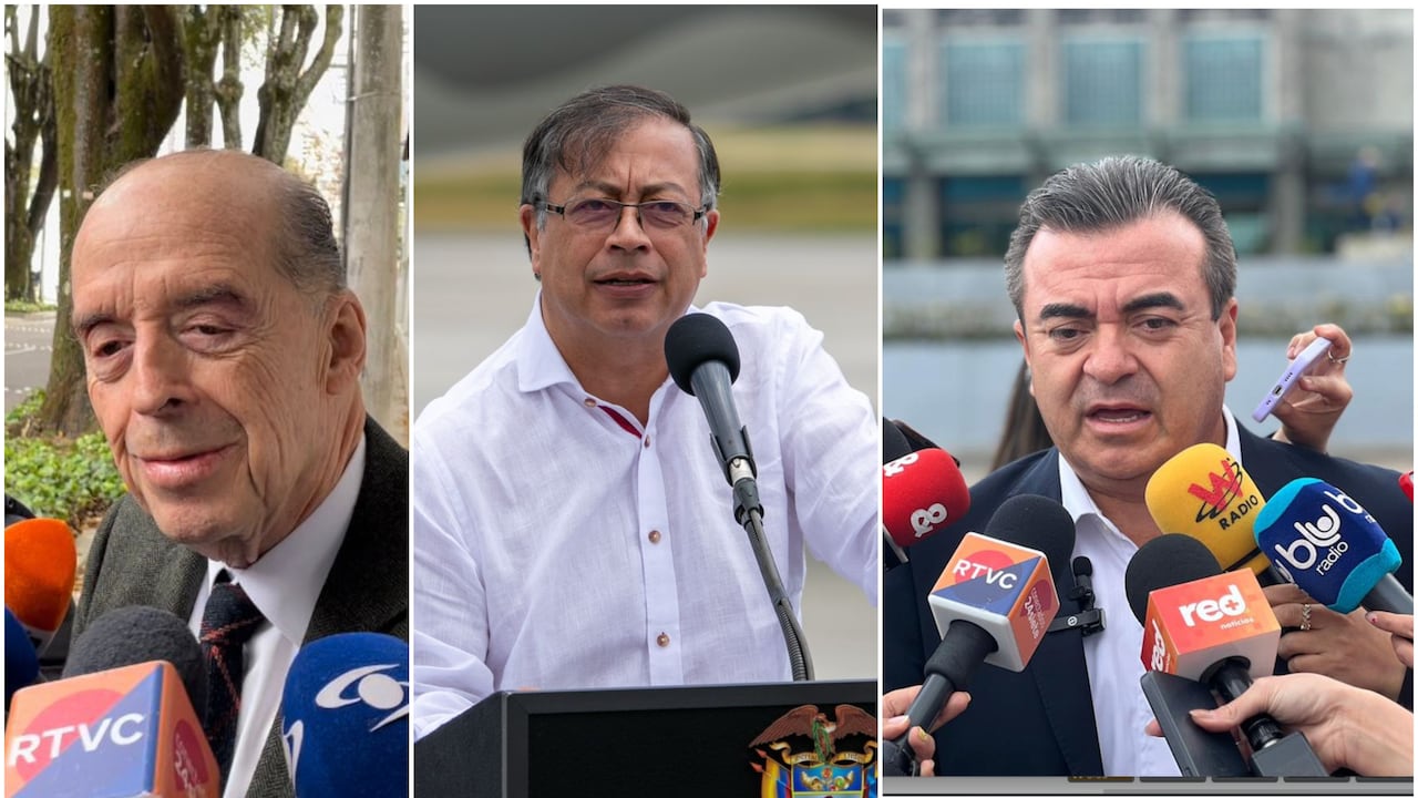 Presidente Gustavo Petro, canciller Álvaro Leyva y el director de la Unidad Nacional de Gestión de Riesgo, Olmedo López.