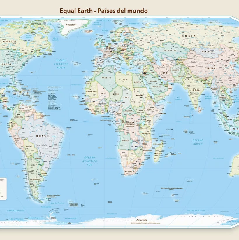 Un mapa puede ofrecer una imagen equivocada del tamaño de los países y continentes sin cambiar sus fronteras.