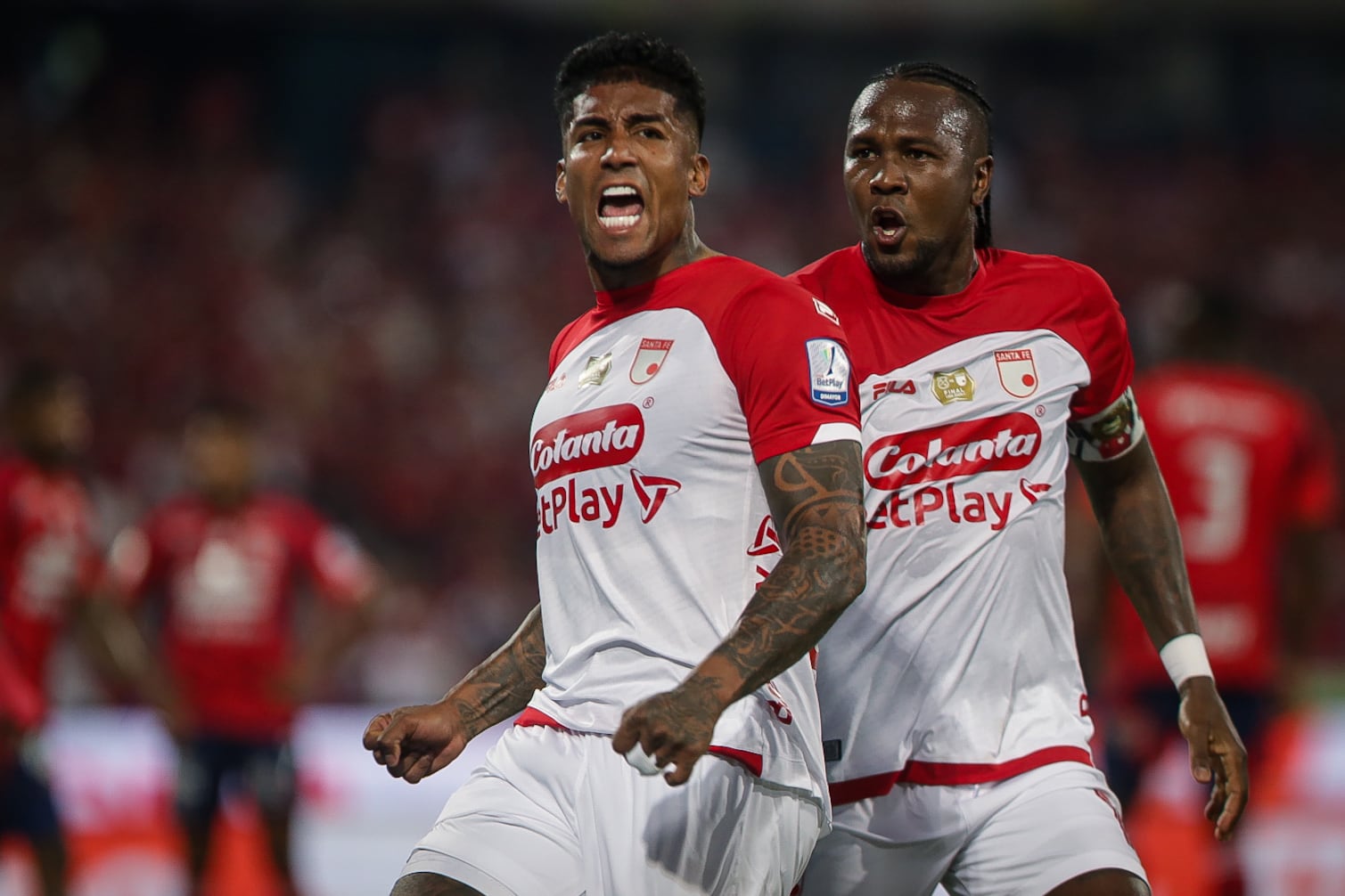 Medellín. Junio 29 de 2025. Independiente Medellín enfrenta a Independiente Santa Fe, por encuentro válido de la Liga BetPlay I 2025 final de vuelta, en el Estadio Atanasio Girardot. (Colprensa - Cristian Bayona).