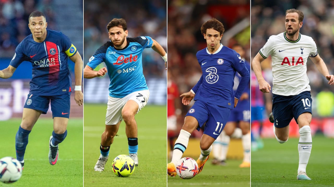 Kylian Mbappé, Khvicha Kvaratskhelia, Joao Felix y Harry Kane.