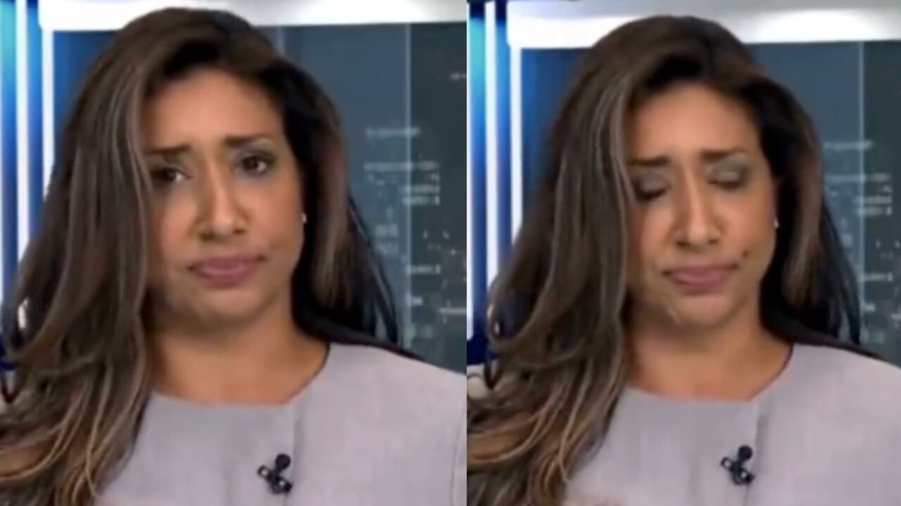 La periodista Farah Nasser en el momento del incidente.