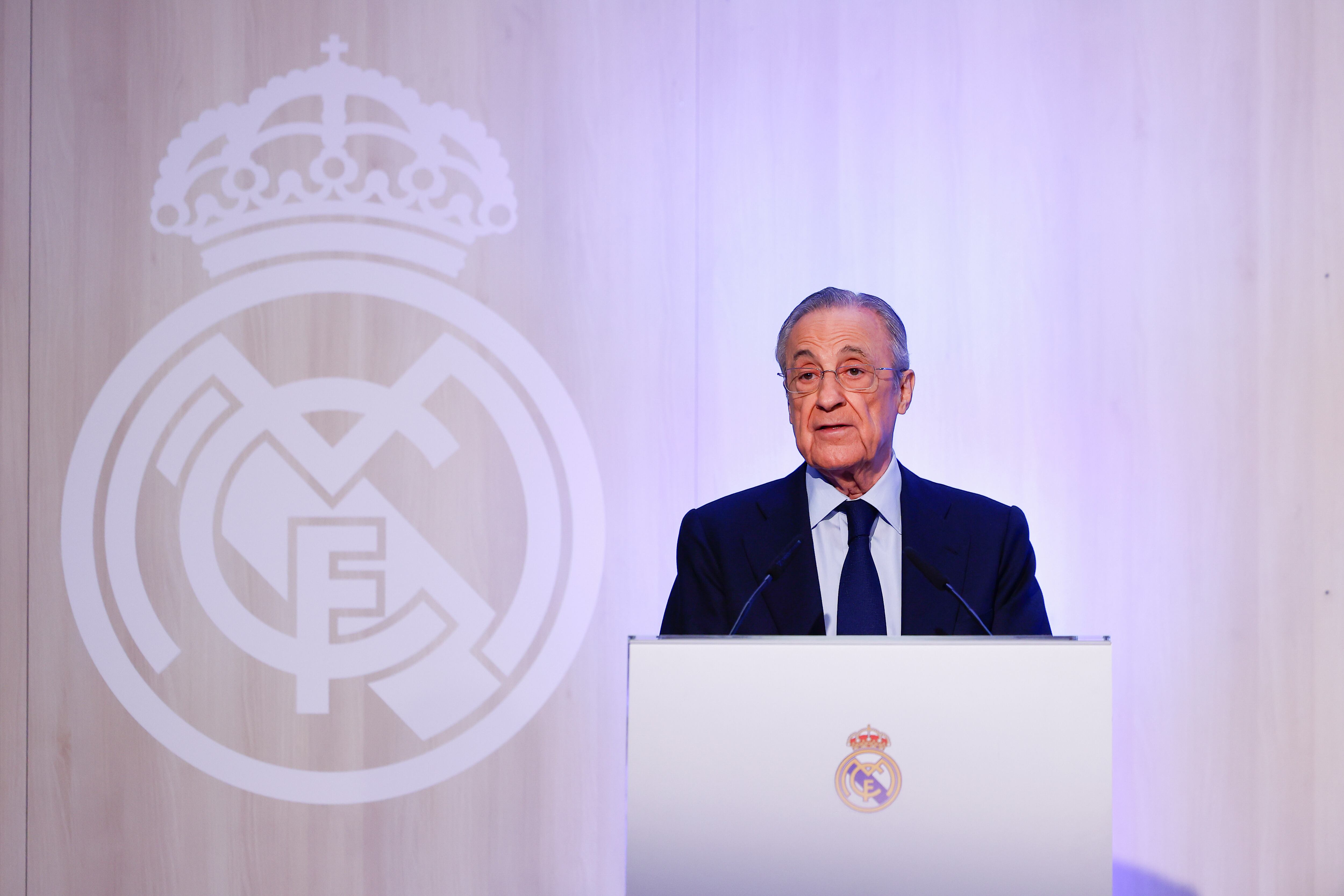 MADRID, SPAIN - DECEMBER 03: Florentino Perez Rodriguez, President of Real Madrid, attends during the presentation of the documentary Megaestructuras - El Bernabeu Del Siglo XXI at Santiago Bernabeu stadium on December 3, 2024 in Madrid, Spain. (Photo By Dennis Agyeman/Europa Press via Getty Images)