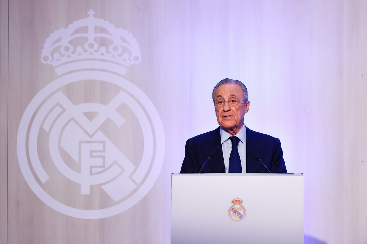 MADRID, SPAIN - DECEMBER 03: Florentino Perez Rodriguez, President of Real Madrid, attends during the presentation of the documentary Megaestructuras - El Bernabeu Del Siglo XXI at Santiago Bernabeu stadium on December 3, 2024 in Madrid, Spain. (Photo By Dennis Agyeman/Europa Press via Getty Images)