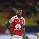 Bogotá, 20 de febrero de 2018. En el Estadio Nemesio Camacho el Campín, Independiente Santa Fe vención 3-0 al equipo visitante Santiago Wanderers de Chile, en el marco del partido de vuelta, tercera fase de la Copa Libertadores 2018. En la foto: Wilson Morelo. (Colprensa - Sofía Toscano)