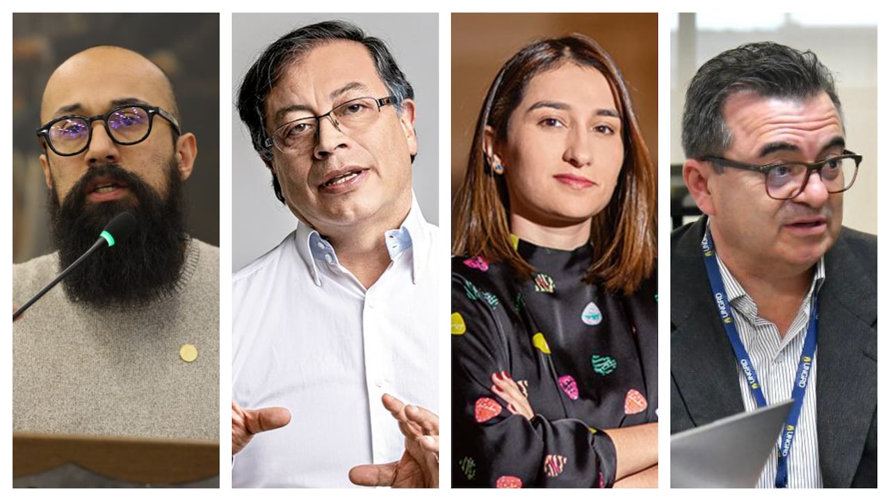 De izquierda a derecha: Carlos Carrillo, Gustavo Petro, Laura Sarabia y Olmedo López.