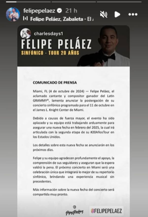 Felipe Peláez habló sobre su show en Miami.