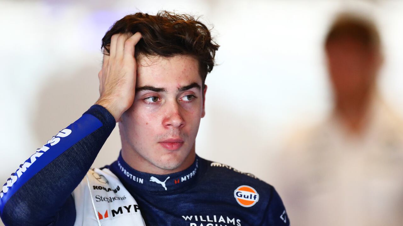 ABU DHABI, UNITED ARAB EMIRATES - DECEMBER 07: Franco Colapinto of Argentina and Williams looks on in the garage during final practice ahead of the F1 Grand Prix of Abu Dhabi at Yas Marina Circuit on December 07, 2024 in Abu Dhabi, United Arab Emirates. (Photo by Peter Fox - Formula 1/Formula 1 via Getty Images)
