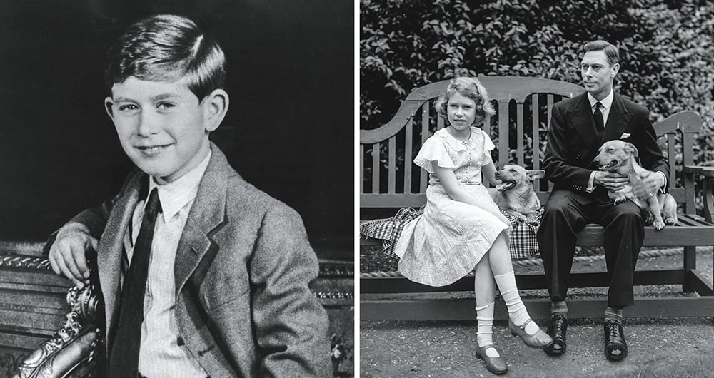 Carlos supo que sería rey a los 10 años, por casualidad, viendo un programa de televisión. La reina, aquí con su padre, Jorge VI, se enteró a la misma edad, ante el alboroto por la abdicación de su tío, Eduardo VIII.